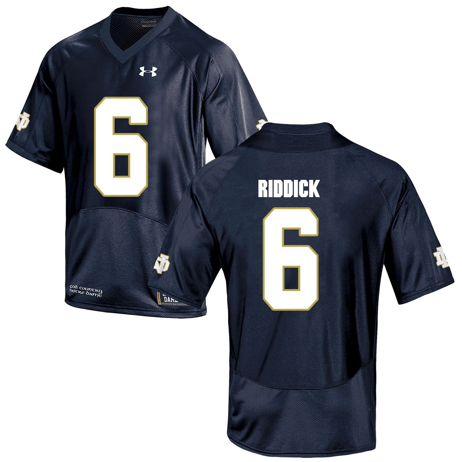 Men Norte Dame Fighting Irish #6 Riddick Navy Blue Customized NCAA Jerseys
